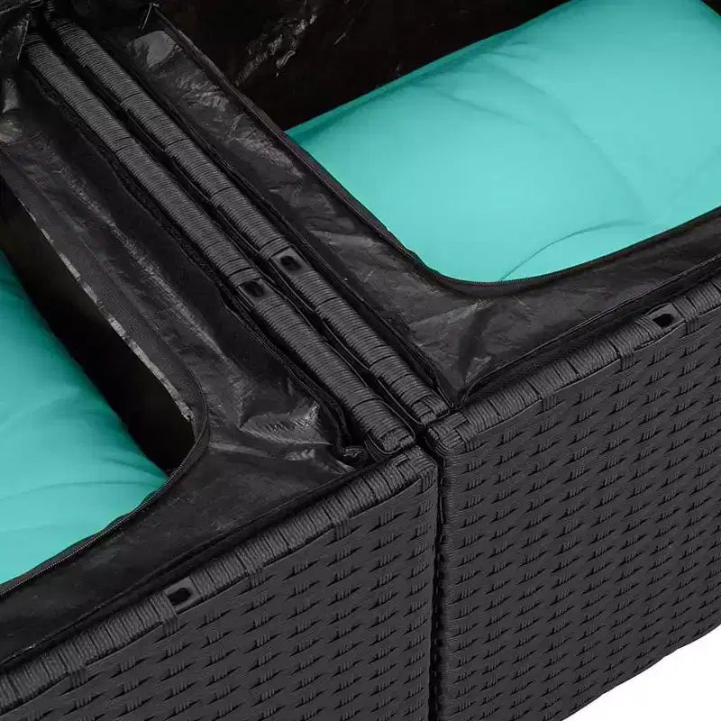 vidaXL Salon de jardin avec coussins 7 pcs Noir et turquoise - sans table