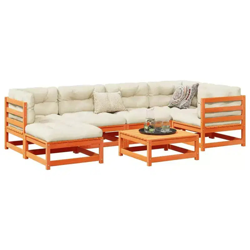 vidaXL Ensemble de canapés de jardin modulables avec poufs 7 pièces Bois de pin massif