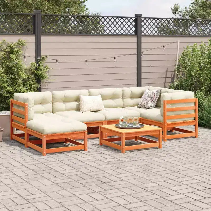 vidaXL Ensemble de canapés de jardin modulables avec poufs 7 pièces Bois de pin massif