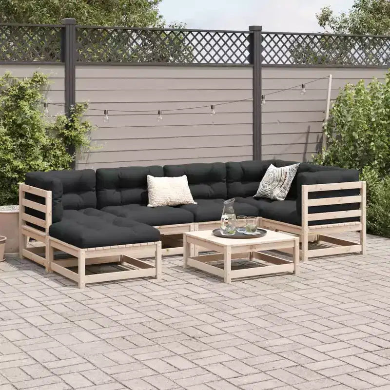 vidaXL Ensemble de canapés de jardin modulables avec poufs 7 pièces Bois de pin massif