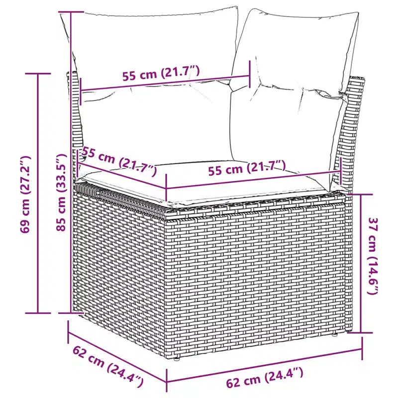 vidaXL Salon de jardin 6 pcs en résine tressée marron