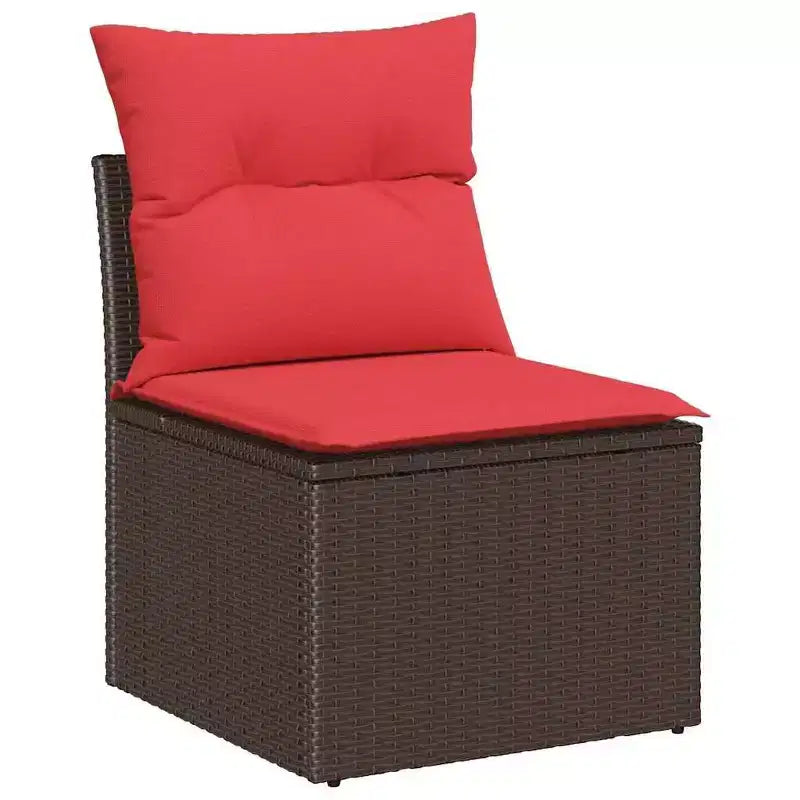 vidaXL Salon de jardin 7 pcs Marron et rouge 287,5 x 122,5 x 85 cm - Marron et rouge sans table