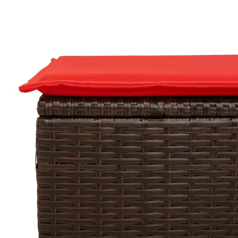 vidaXL Ensemble de canapés de jardin 7 pcs avec coussins résine tressée - Marron et rouge sans table
