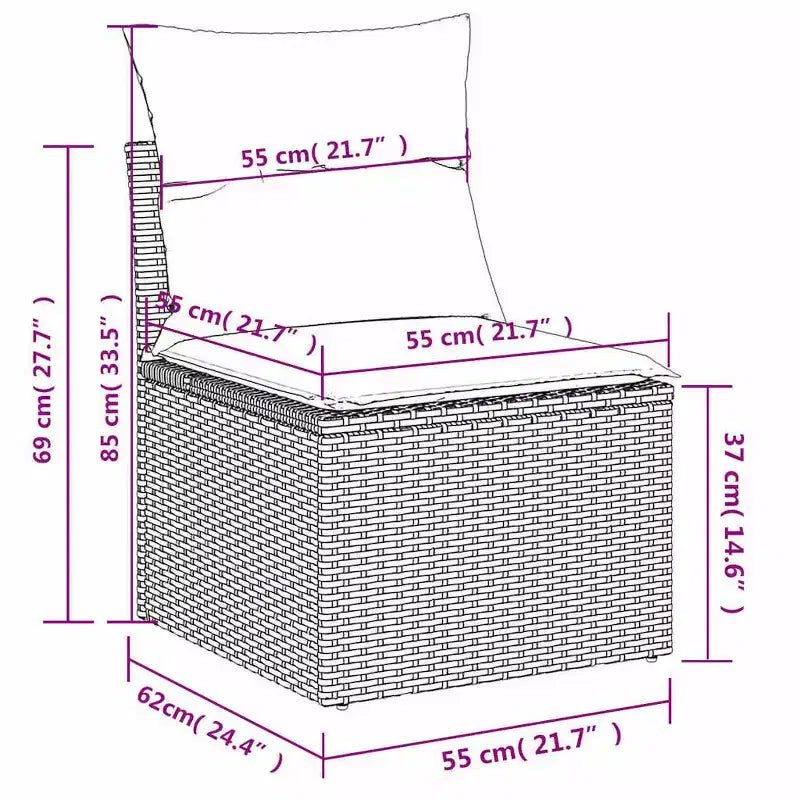 vidaXL Salon de jardin avec coussins, Ensemble de canapés modulaires d'extérieur, 9 pièces, résine tressée