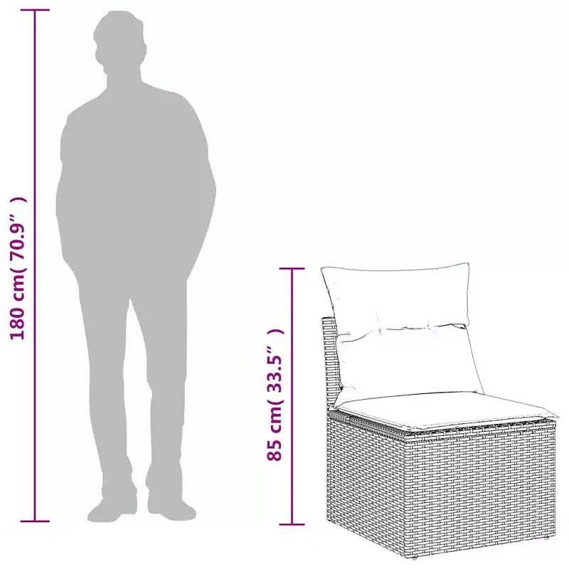 vidaXL Salon de jardin avec coussins, Ensemble de canapés modulaires d'extérieur, 9 pièces, résine tressée