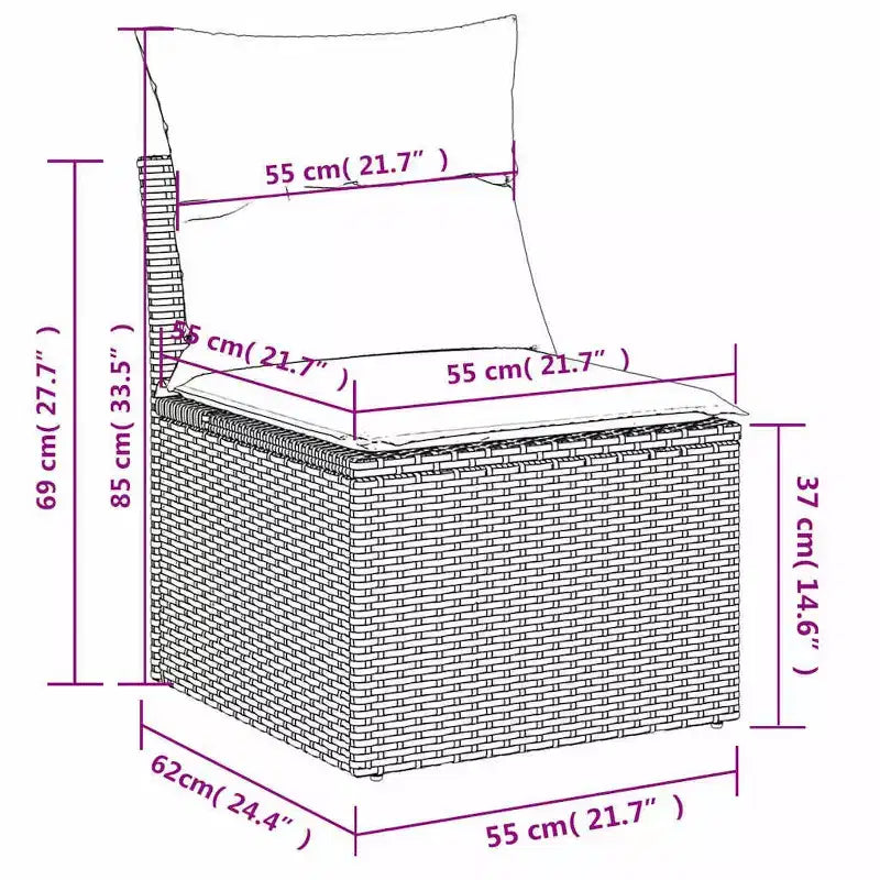 vidaXL Salon de jardin avec coussins, modulable, 6 pièces, résine tressée