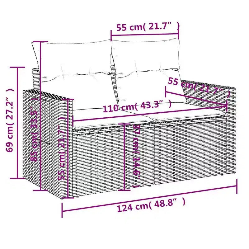 vidaXL Ensemble de canapés de jardin 5 pièces avec coussins en résine tressée gris