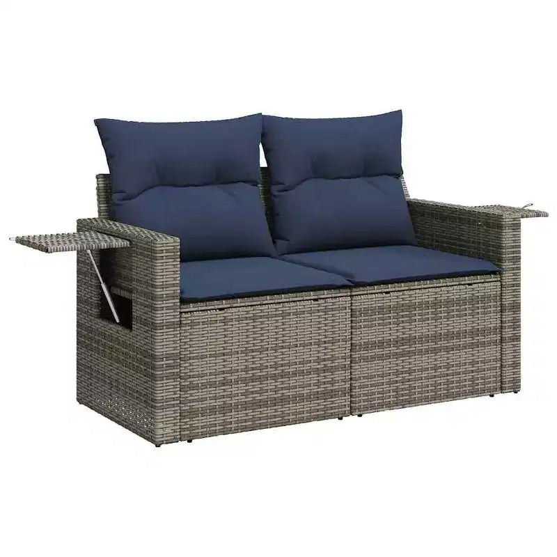 vidaXL Ensemble de canapés de jardin 5 pièces avec coussins en résine tressée gris