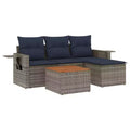 vidaXL 5 Piece Garden Sofa Set with Cushions Grey Poly Rattan