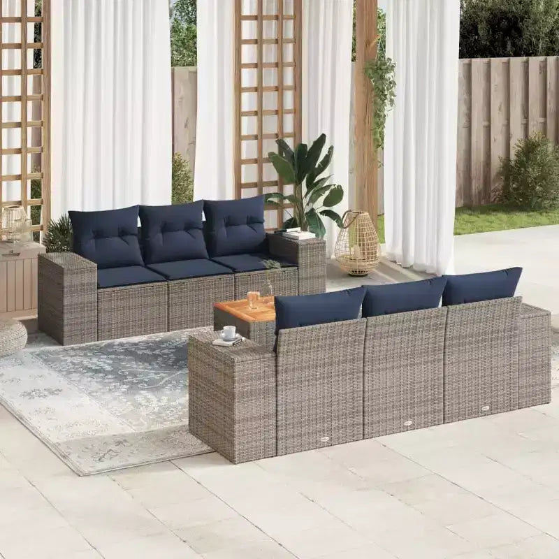 vidaXL Salon de jardin 7 pièces avec coussins, canapé d'angle modulaire en résine tressée, plusieurs couleurs