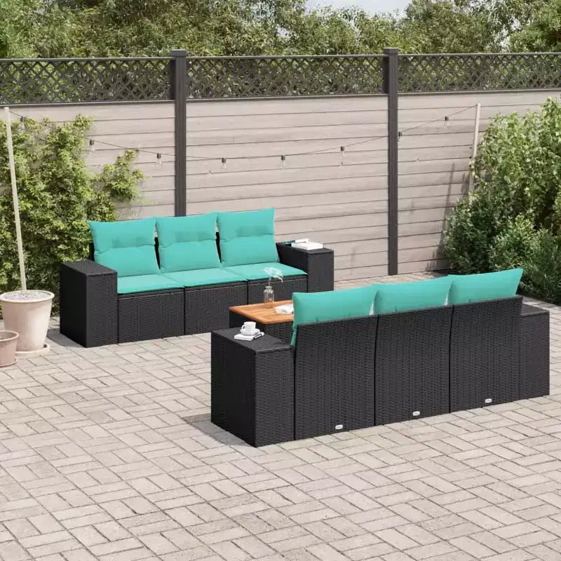 vidaXL Salon de jardin 7 pièces avec coussins, canapé d'angle modulaire en résine tressée, plusieurs couleurs