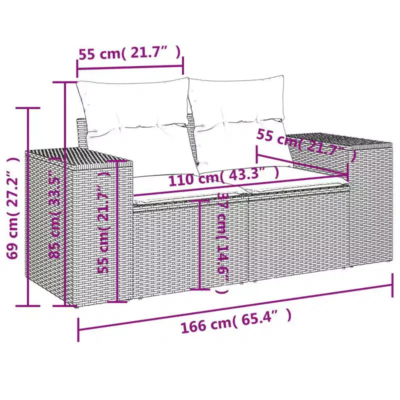 vidaXL Salon de jardin 7 pièces avec coussins, canapé d'angle modulaire en résine tressée, plusieurs couleurs