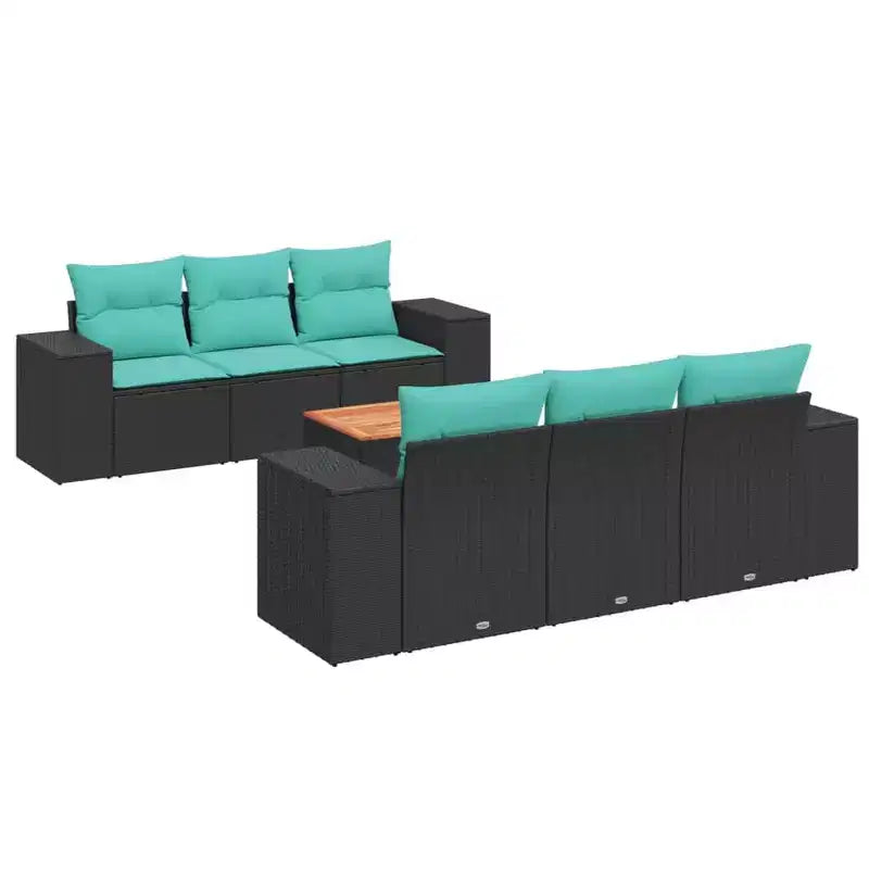 vidaXL Salon de jardin 7 pièces avec coussins, canapé d'angle modulaire en résine tressée, plusieurs couleurs