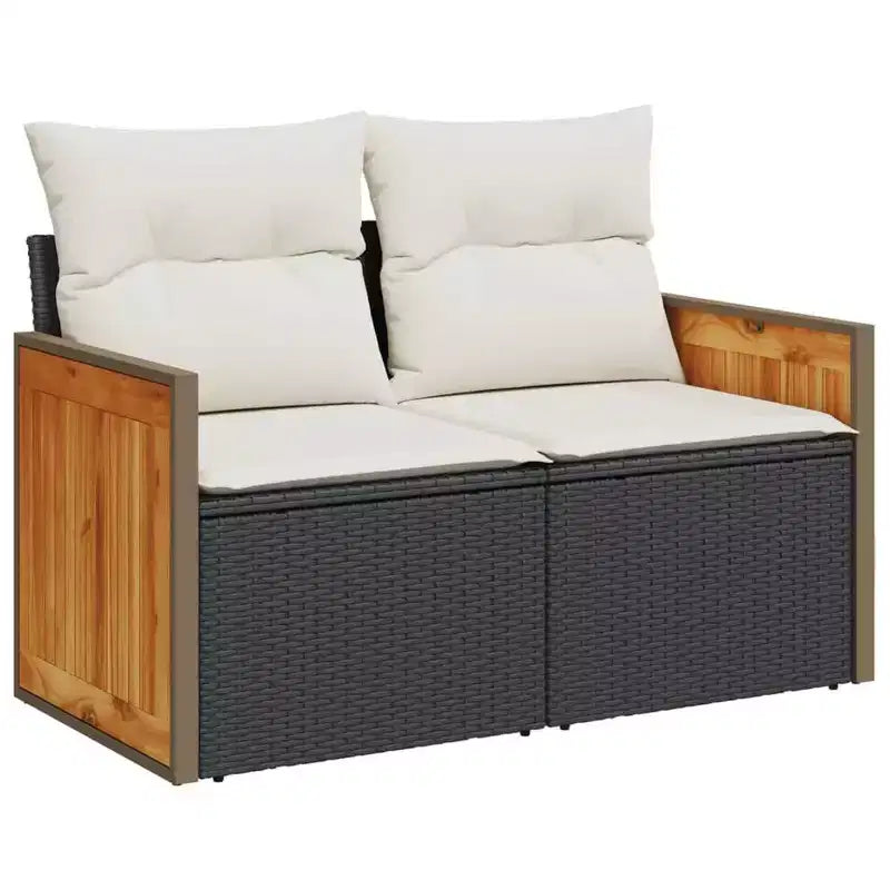 vidaXL Salon de jardin 9 pcs avec coussins résine tressée beige