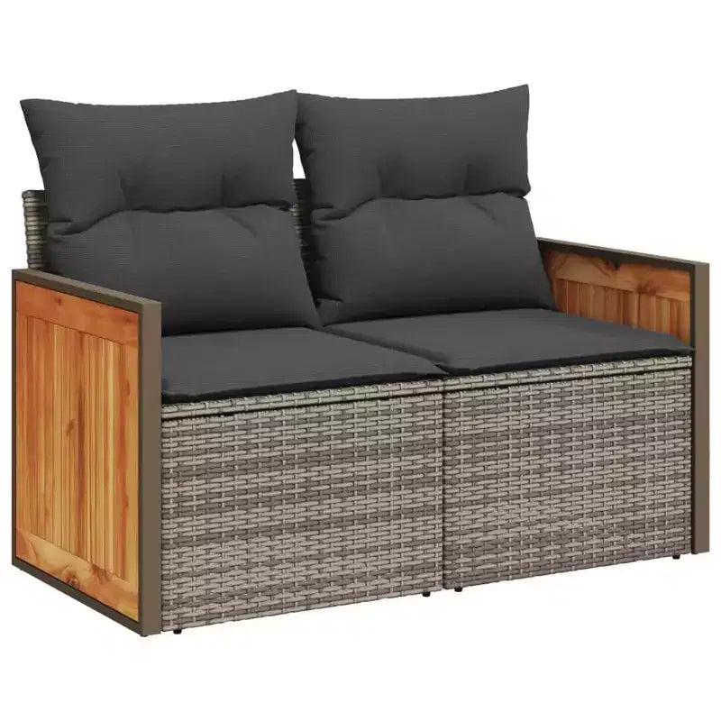 vidaXL Salon de jardin 9 pcs avec coussins résine tressée beige