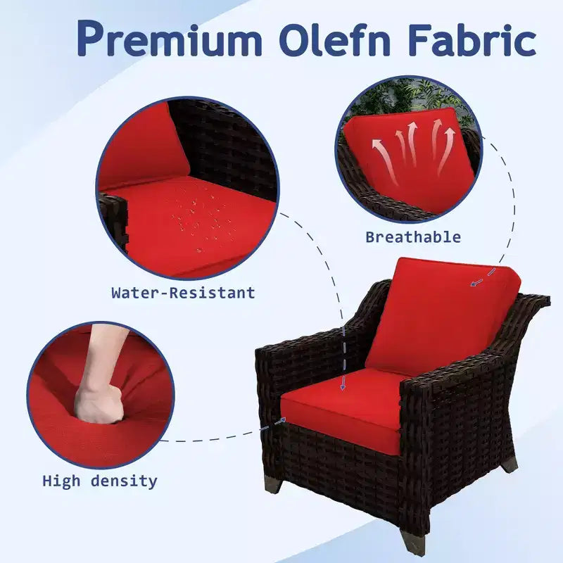 Ensemble de patio extérieur 6 pièces UPTIOT : 2 fauteuils pivotants, un canapé 3 places, une table basse et 2 poufs