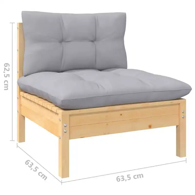 vidaXL Ensemble de jardin en pin massif 5 pièces avec coussins multicolores