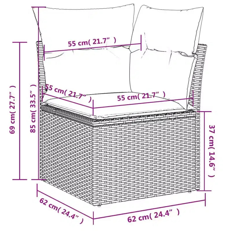 vidaXL Ensemble de canapés de jardin résine tressée, acier revêtu par poudre, polyester