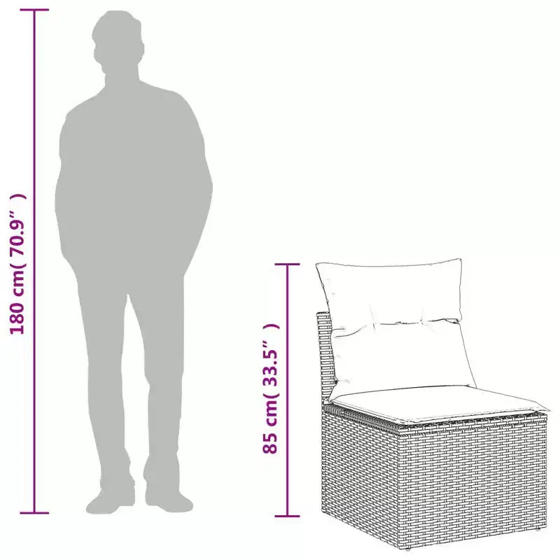 vidaXL Salon de jardin en résine tressée, acier revêtu par poudre, polyester