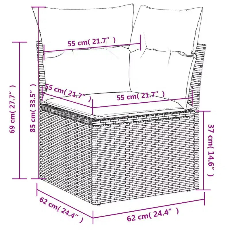vidaXL Salon de jardin en résine tressée, acier revêtu par poudre, polyester