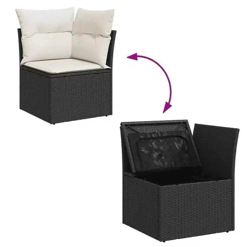 vidaXL Salon de jardin avec coussins et rangement de différentes couleurs
