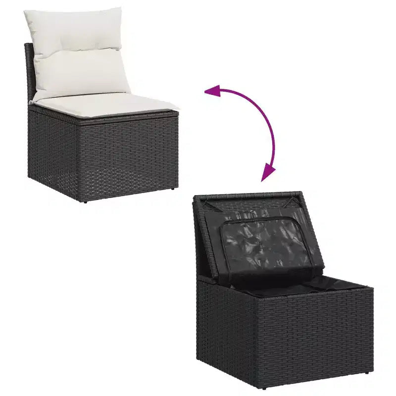 vidaXL Salon de jardin - Résine tressée avec coussins