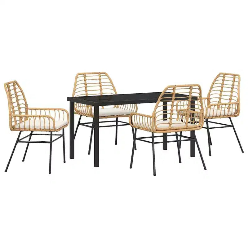vidaXL Garden Dining Set 5 pcs Brown Poly Rattan
