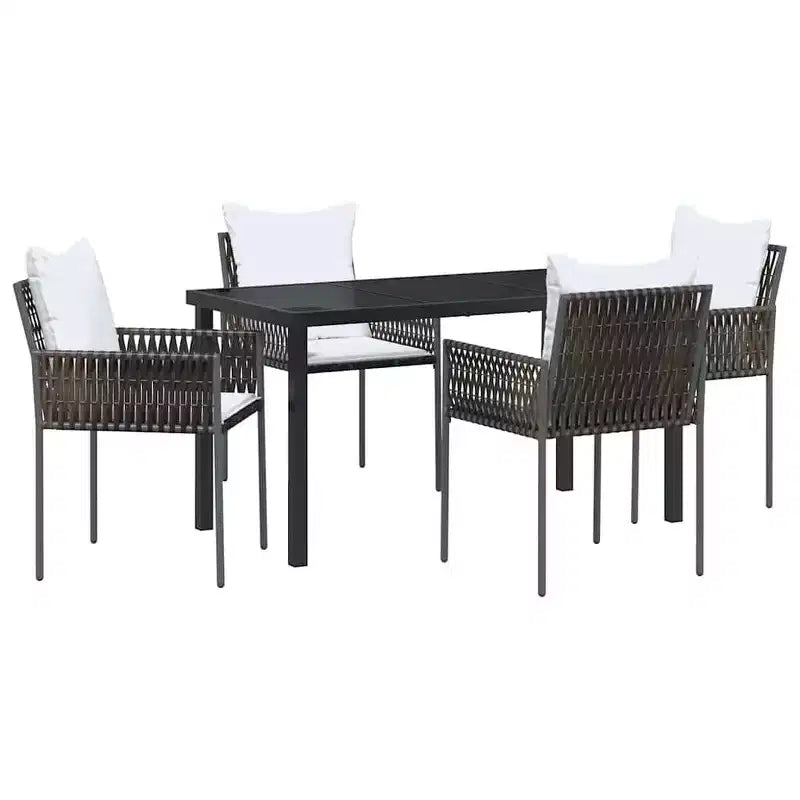 vidaXL Garden Dining Set 5 pcs Brown and Black PE Rattan