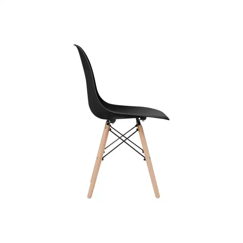 Lot de 2 chaises de salle à manger en plastique avec pieds en bois, noir, style moderne, capacité 150 kg