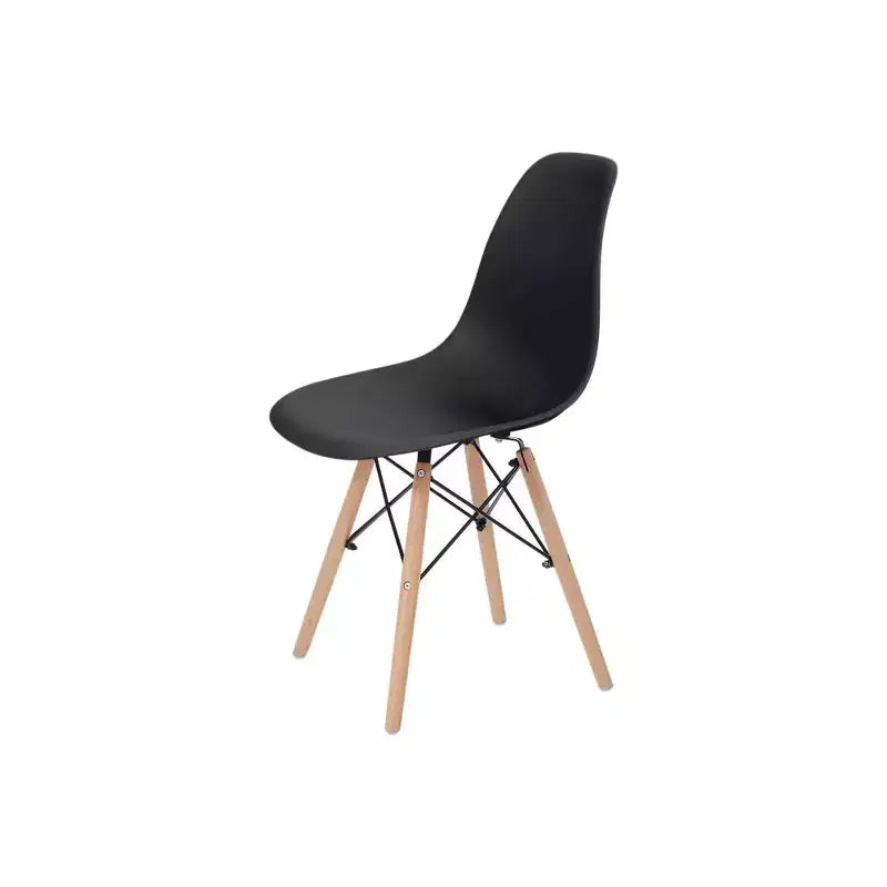 Lot de 2 chaises de salle à manger en plastique avec pieds en bois, noir, style moderne, capacité 150 kg