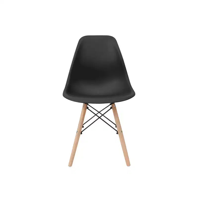 Lot de 2 chaises de salle à manger en plastique avec pieds en bois, noir, style moderne, capacité 150 kg