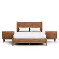 HOMES: Inside + Out 3pc Full Riverstone Mid-Century Modern Bedroom Set with 2 Nightstands Walnut