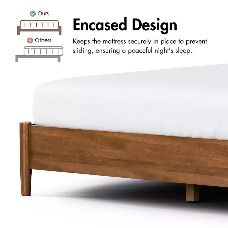 HOMES: Inside + Out Ensemble de chambre 3 pièces Mid-Century Modern Riverstone avec 2 tables de chevet Noyer