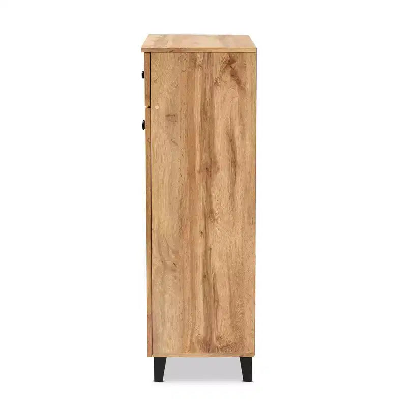 Meuble à chaussures en bois 1 tiroir, chêne marron, organiseur d'entrée avec 5 étagères