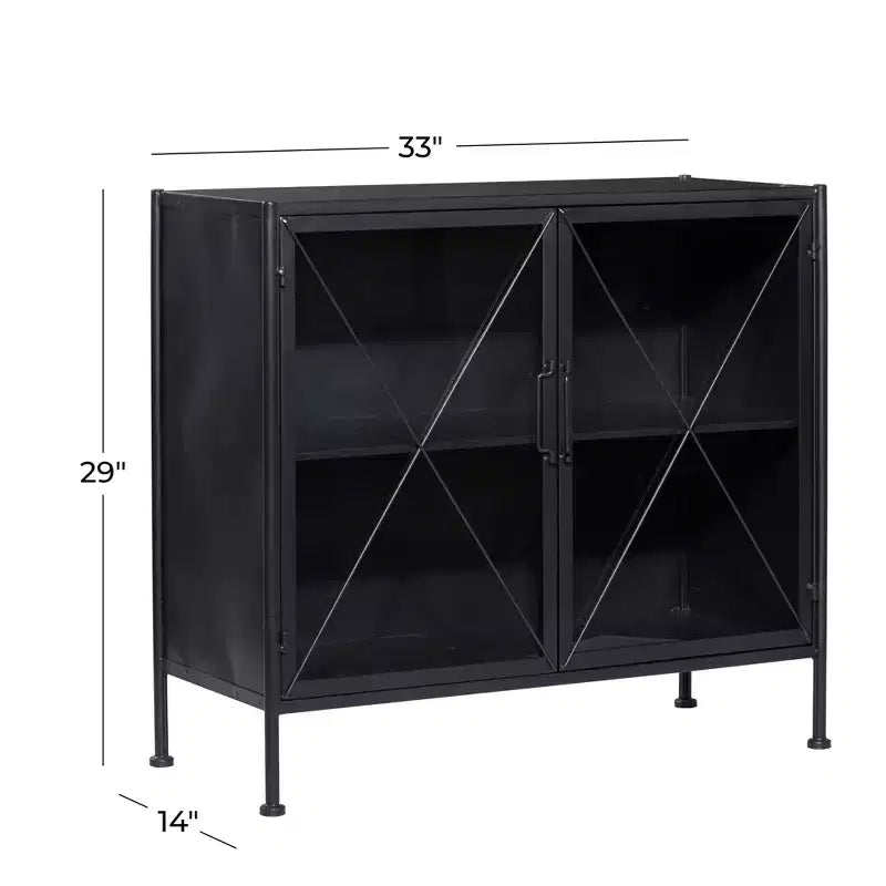 Meuble Métallique Industriel Noir : Aucun assemblage, cadre en fer, design ajouré, inclut un dispositif anti-basculement