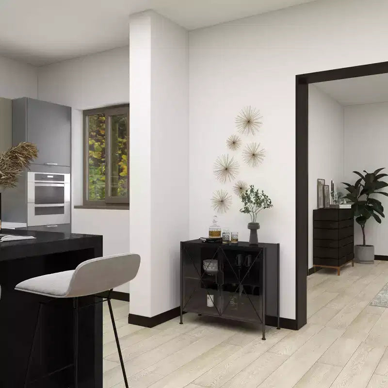 Meuble Métallique Industriel Noir : Aucun assemblage, cadre en fer, design ajouré, inclut un dispositif anti-basculement