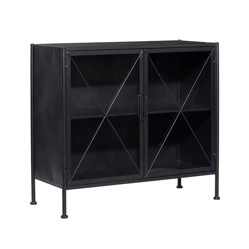 Meuble Métallique Industriel Noir : Aucun assemblage, cadre en fer, design ajouré, inclut un dispositif anti-basculement