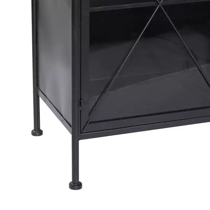 Meuble Métallique Industriel Noir : Aucun assemblage, cadre en fer, design ajouré, inclut un dispositif anti-basculement