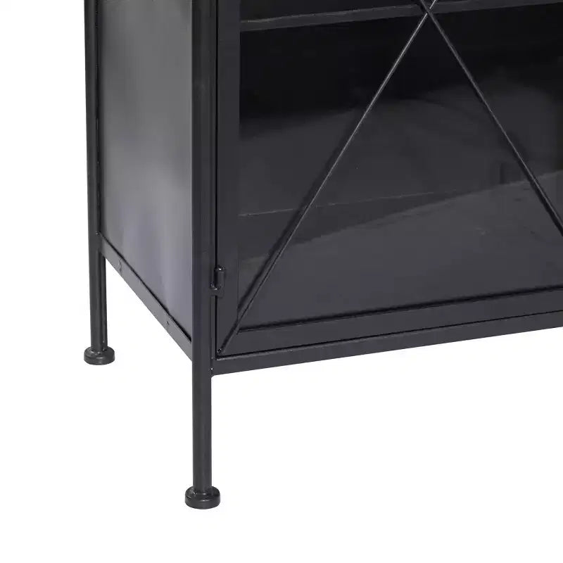 Meuble Métallique Industriel Noir : Aucun assemblage, cadre en fer, design ajouré, inclut un dispositif anti-basculement