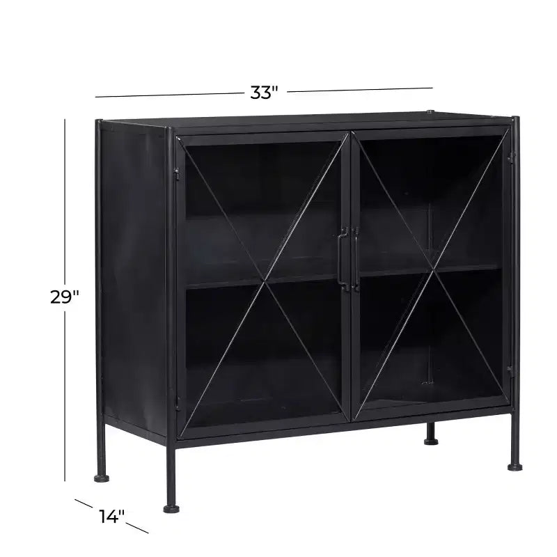 Meuble Métallique Industriel Noir : Aucun assemblage, cadre en fer, design ajouré, inclut un dispositif anti-basculement
