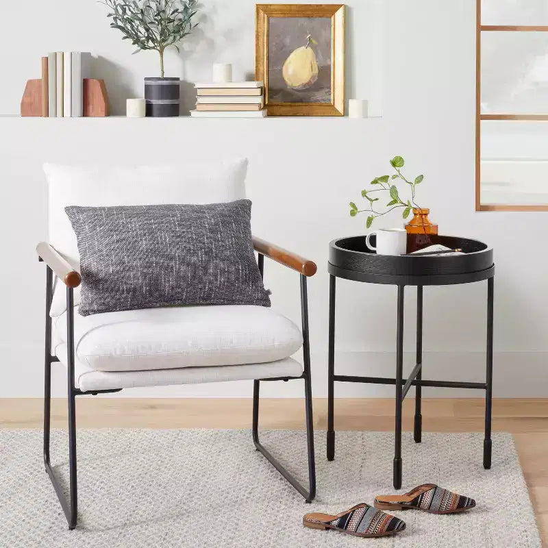 Table d'appoint en bois et métal – Noir