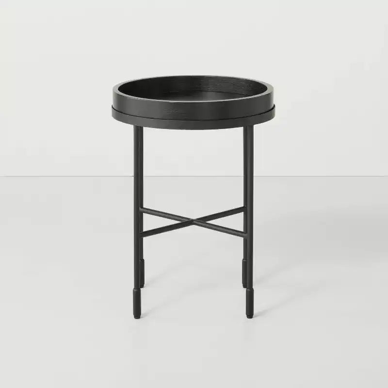 Table d'appoint en bois et métal – Noir