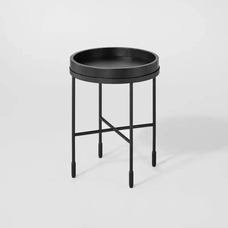 Table d'appoint en bois et métal – Noir