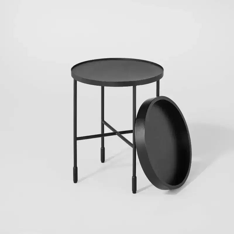Table d'appoint en bois et métal – Noir