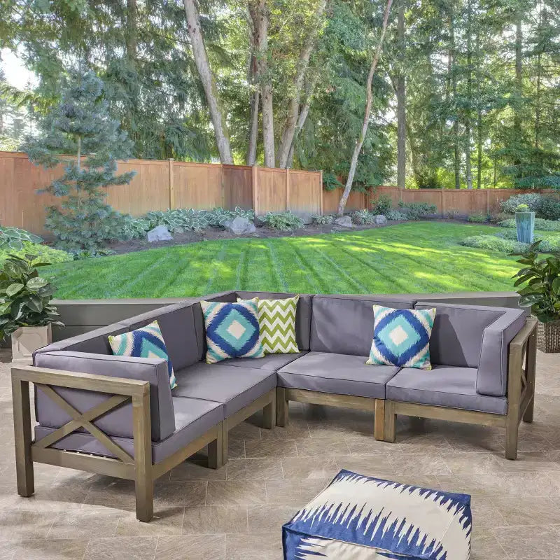 Brava 5pc Acacia Sectional Sofa Set - Christopher Knight Home