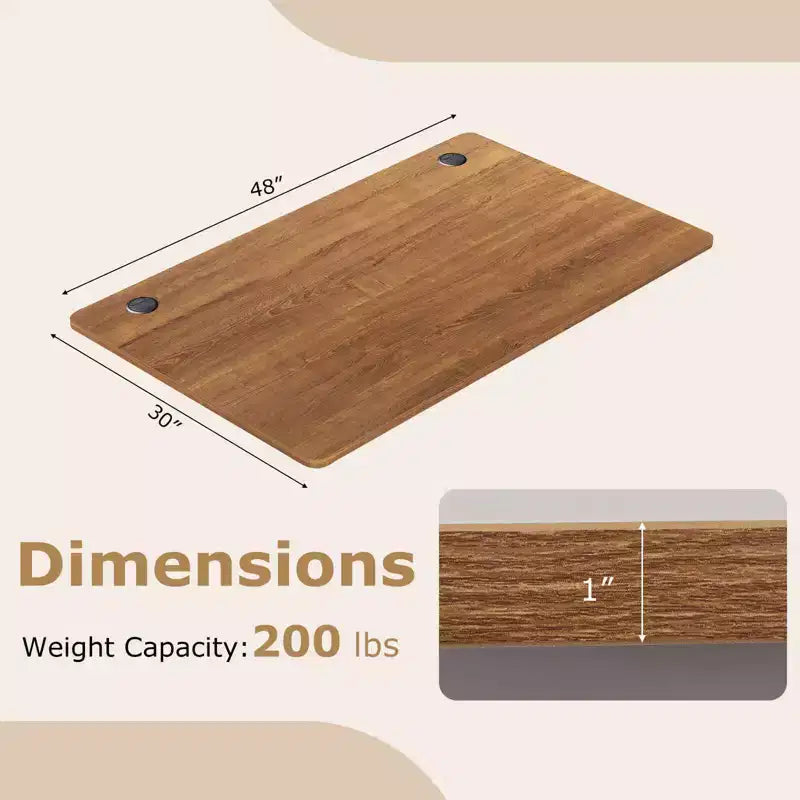 Plateau de table universel pour cadre de bureau standard et assis-debout Noyer