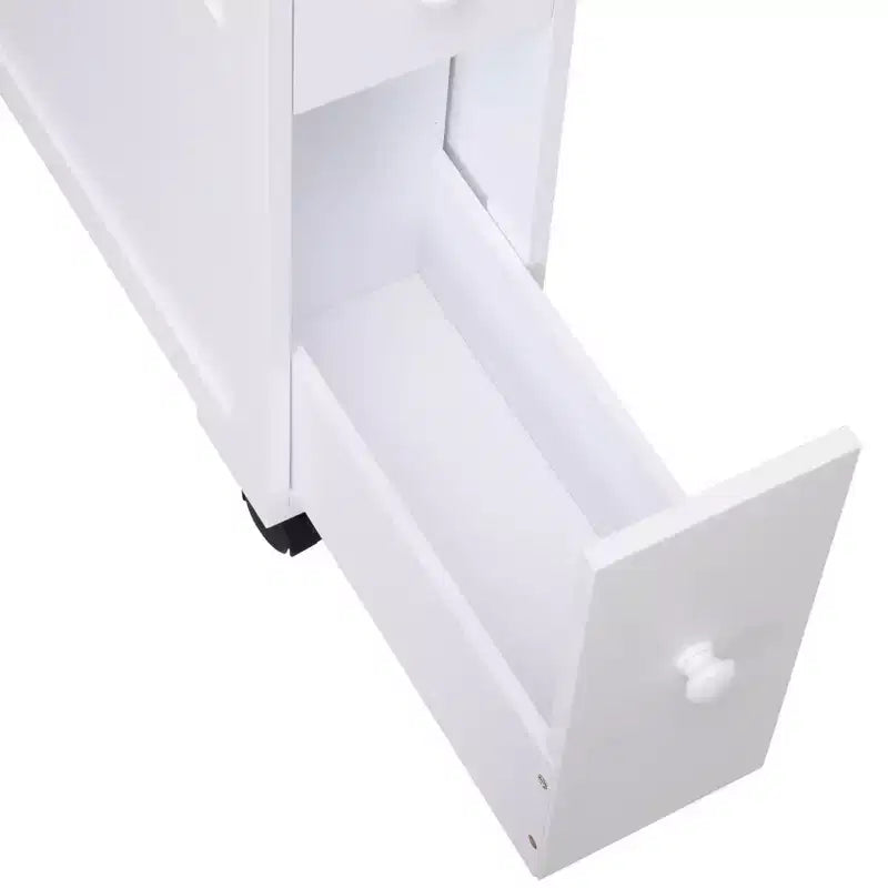 Meuble de rangement étroit de salle de bain en bois à roulettes 6.25 x 20.5 x 28.25