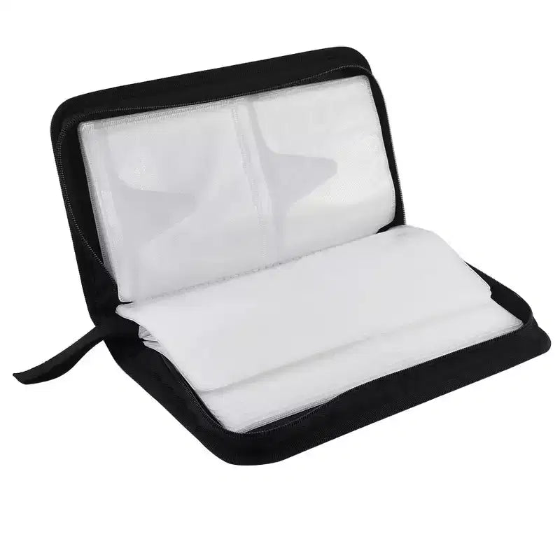 Organisateur de rangement portable pour CD et DVD avec fermeture éclair, sac de rangement média en nylon 11,2x6x2, Noir Vert