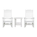 Flash Furniture Set of 2 Winston All-Weather Poly Resin Rocking Chairs with Accent Side Table