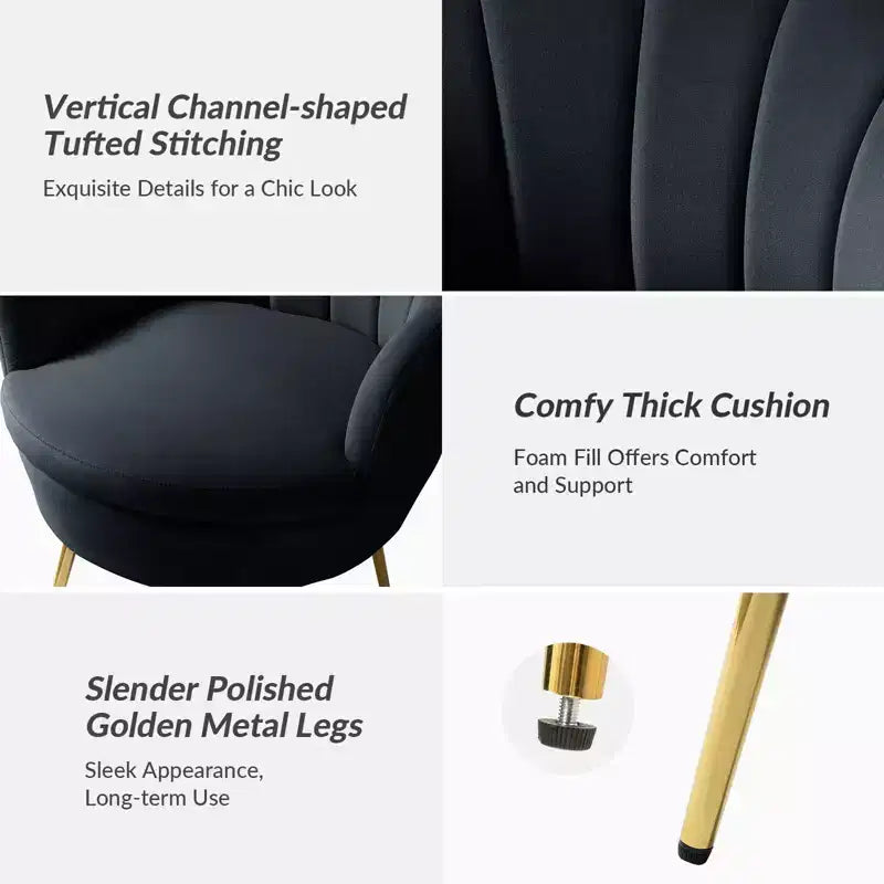 Fauteuil baril confortable avec pieds en métal doré, fauteuil d'appoint pour salon